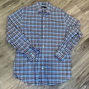 Banana Republic Non-Iron Shirt Grant Fit Button Front Plaid Mens Sz XL